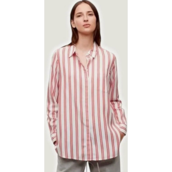 Aritzia Babaton The Group Shirt Women’s Size S Striped Button Relaxed Fit - Picture 1 of 9